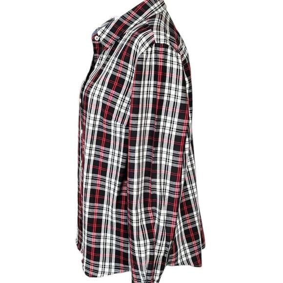 EUC Charter Club Size PL Button Front Plaid Long Sleeve Size Black Red - Picture 6 of 11